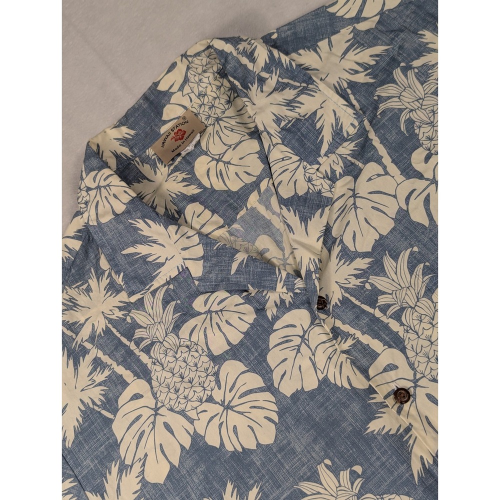 Vintage Hawaii Station Hawaiian Shirt Tropical Beach Short Sleeve Mens XXL